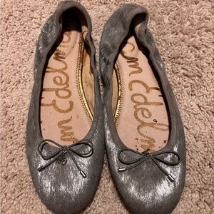 SAM EDELMAN Gray/ Silver Ballet Flats